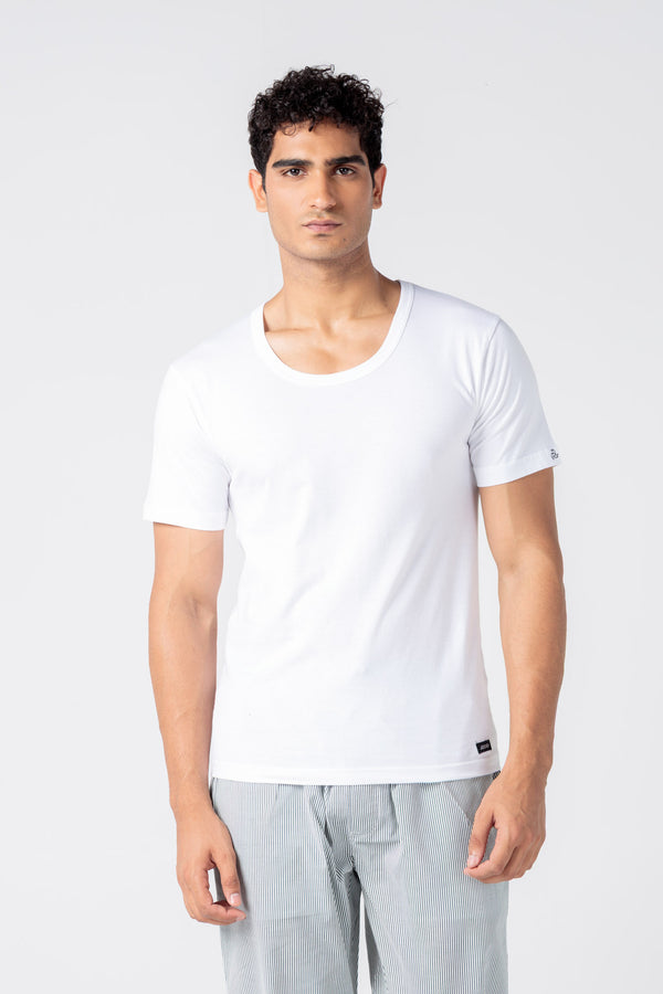 Deep Neck White Undershirt