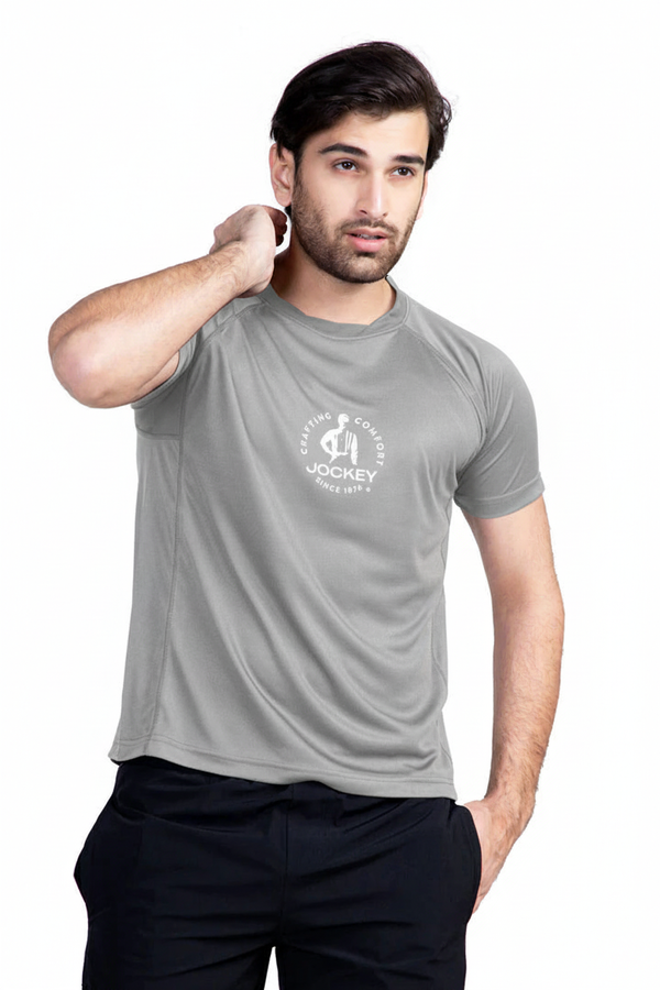 Model wearing gray Jockey t-shirt