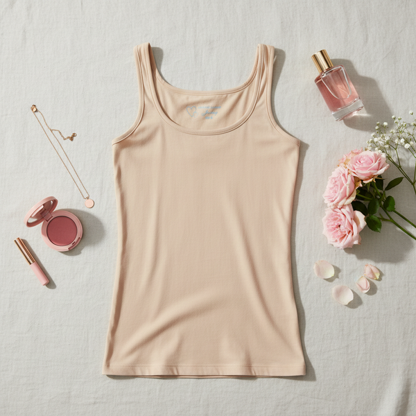 Natural flat lay - Beige camisole with minimal props