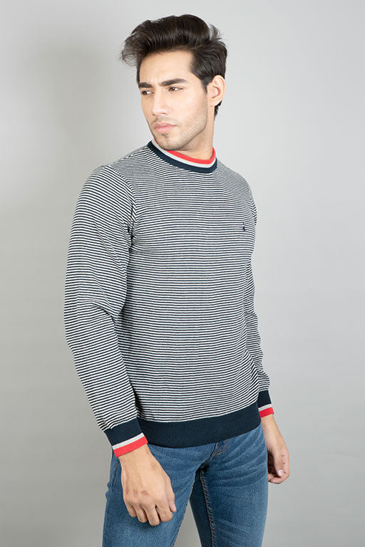 Jockey® Full Sleeves Crew Neck Pinstripe Sweater - Jockey Pakistan